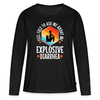 Posez-moi des questions sur ma diarrhée explosive - T-shirt manches longues Premium bio Femme - noir - Devant - Julia (174cm)