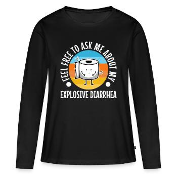 Posez-moi des questions sur ma diarrhée explosive - T-shirt manches longues Premium bio Femme - noir - Devant - Julia (174cm)