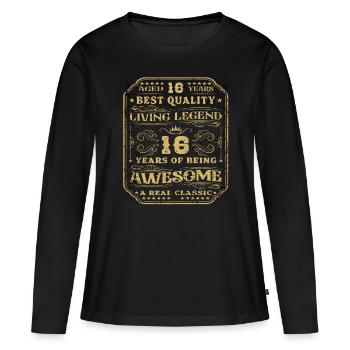 16 anniversaire 16 ans homme 16 ans légendaire 16 - T-shirt manches longues Premium bio Femme - noir - Devant - Julia (174cm)