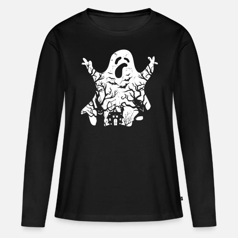 Ghost Halloween Party Ghost Halloween Ghost - Frauen Premium Bio Langarmshirt - Schwarz