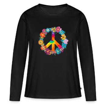 Hippie - T-shirt manches longues Premium bio Femme - noir - Devant - Julia (174cm)