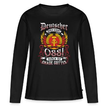 Ossi Geschenk Ostdeutschland NVA Germania Osten - Frauen Premium Bio Langarmshirt - Schwarz - Vorne - Julia (174cm)
