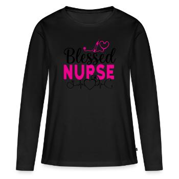 Blessed Nurse - Women's Premium Organic Long Sleeve Shirt - black - Front - Julia (174cm)