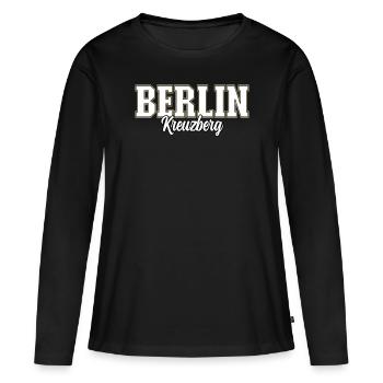 Berlin Kreuzberg - T-shirt manches longues Premium bio Femme - noir - Devant - Julia (174cm)