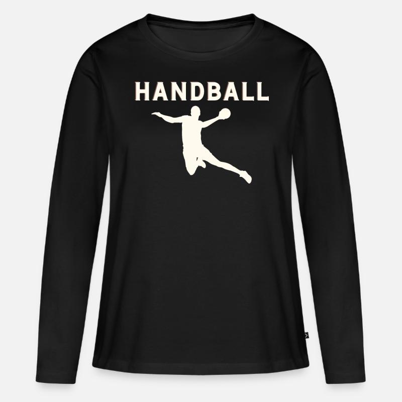 Handball - Frauen Premium Bio Langarmshirt - Schwarz