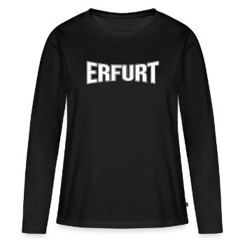 Erfurt - Frauen Premium Bio Langarmshirt - Schwarz - Vorne - Julia (174cm)