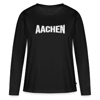 Aachen - Frauen Premium Bio Langarmshirt - Schwarz - Vorne - Julia (174cm)