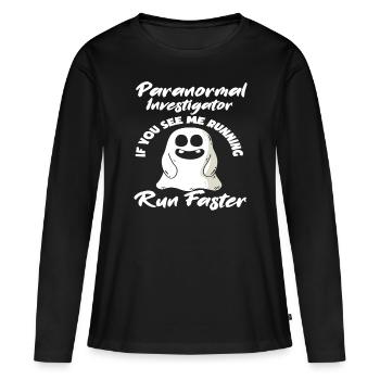 Chasseur de fantômes Chasse aux fantômes Fantômes - T-shirt manches longues Premium bio Femme - noir - Devant - Julia (174cm)
