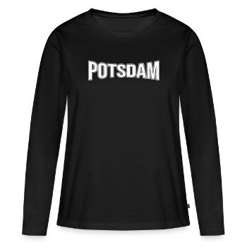 Potsdam - T-shirt manches longues Premium bio Femme - noir - Devant - Julia (174cm)