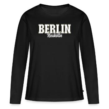 Berlin Neukölln - T-shirt manches longues Premium bio Femme - noir - Devant - Julia (174cm)