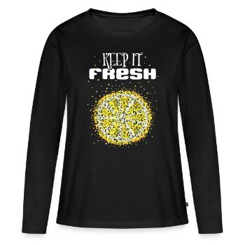 Costume de citron Remplacement Carnaval Cadeau Carnaval - T-shirt manches longues Premium bio Femme - noir - Devant - Julia (174cm)