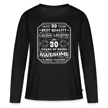 30 anniversaire 30 ans homme 30 ans légendaire 30 - T-shirt manches longues Premium bio Femme - noir - Devant - Julia (174cm)
