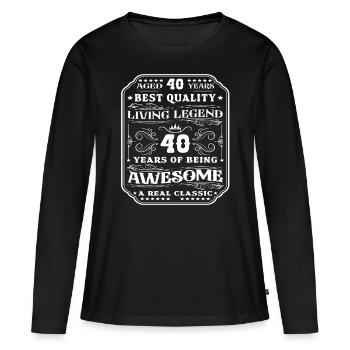 40 anniversaire 40 ans homme 40 ans légendaire 40 - T-shirt manches longues Premium bio Femme - noir - Devant - Julia (174cm)