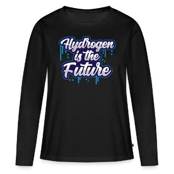 L’hydrogène est l’élément d’avenir hydrogène - T-shirt manches longues Premium bio Femme - noir - Devant - Julia (174cm)