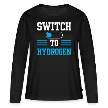 Passage à l’hydrogène Hydrogène Énergie - T-shirt manches longues Premium bio Femme - noir - Devant - Julia (174cm)