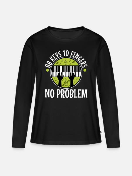 88 keys 10 fingers no problem - Frauen Premium Bio Langarmshirt - Schwarz