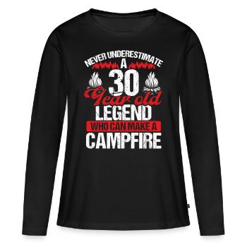 30 Year Old Camper Scouting Scout 30 Birthday - Frauen Premium Bio Langarmshirt - Schwarz - Vorne - Julia (174cm)