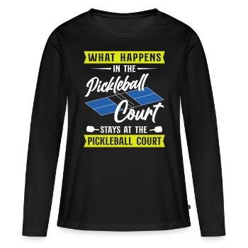Pickleball Ce qui se passe au - T-shirt manches longues Premium bio Femme - noir - Devant - Julia (174cm)