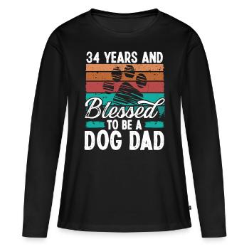34 ans Chien Papa 34 Anniversaire Rétro Chien Père - T-shirt manches longues Premium bio Femme - noir - Devant - Julia (174cm)