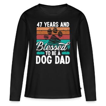47 Year Old Dog Dad 47 Birthday Retro Dog Father - Frauen Premium Bio Langarmshirt - Schwarz - Vorne - Julia (174cm)