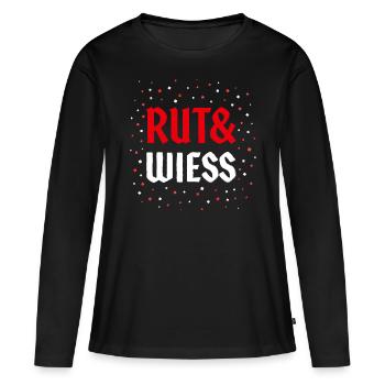 Rut un Wiess Kölsch Köln Kölle Rot Weiß Karneval - Frauen Premium Bio Langarmshirt - Schwarz - Vorne - Julia (174cm)