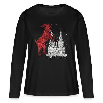 Cathédrale de Cologne Cologne Rouge Blanc Kölle Carnaval Confettis - T-shirt manches longues Premium bio Femme - noir - Devant - Julia (174cm)