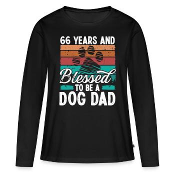 66 Year Old Dog Dad 66 Birthday Retro Dog Father - Frauen Premium Bio Langarmshirt - Schwarz - Vorne - Julia (174cm)
