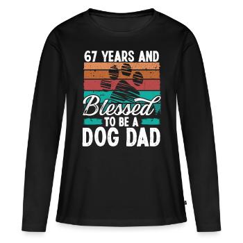 67 Year Old Dog Dad 67 Birthday Retro Dog Father - Frauen Premium Bio Langarmshirt - Schwarz - Vorne - Julia (174cm)