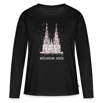 Confettis au cœur Carnaval Fastelovend Carnaval - T-shirt manches longues Premium bio Femme - noir - Devant - Julia (174cm)