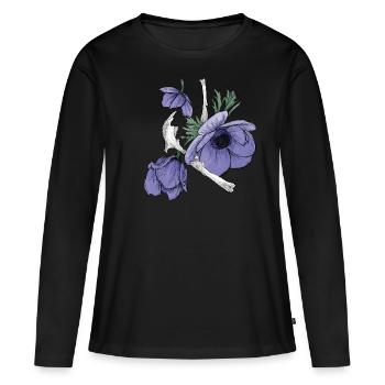 Flowers and bones - Women's Premium Organic Long Sleeve Shirt - black - Front - Julia (174cm)