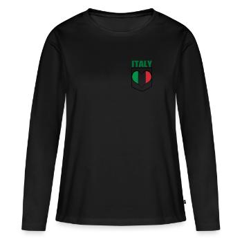 Italien Italia - Frauen Premium Bio Langarmshirt - Schwarz - Vorne - Julia (174cm)
