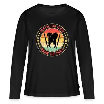 Technicien dentaire Prosthodontiste dentaire Technicien de laboratoire dentaire - T-shirt manches longues Premium bio Femme - noir - Devant - Julia (174cm)