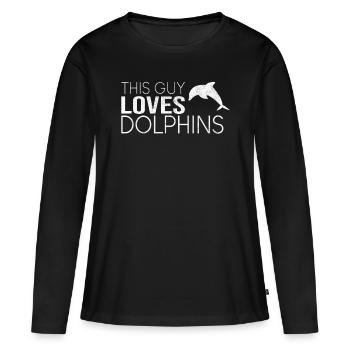 Dieser Typ liebt Delfine - Frauen Premium Bio Langarmshirt - Schwarz - Vorne - Julia (174cm)