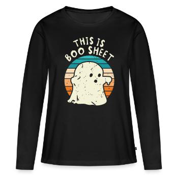 This is Boo Sheet - Women's Premium Organic Long Sleeve Shirt - black - Front - Julia (174cm)