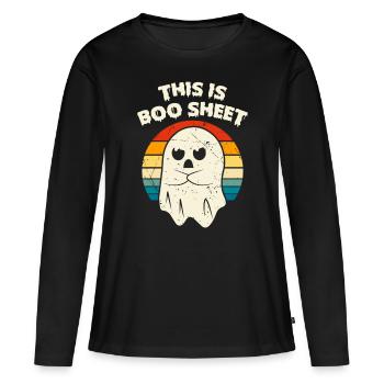 This is Boo Sheet - Women's Premium Organic Long Sleeve Shirt - black - Front - Julia (174cm)