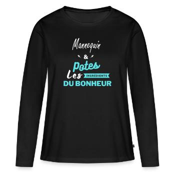 potes les ingrédients du bonheur Mannequin - T-shirt manches longues Premium bio Femme - noir - Devant - Julia (174cm)