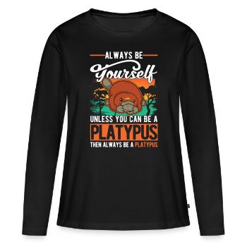 Ornithorynque Cadeau Ornithorynque - T-shirt manches longues Premium bio Femme - noir - Devant - Julia (174cm)