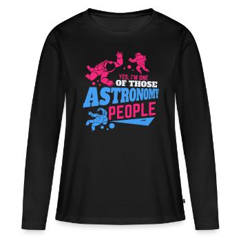 Astronaute dans l’univers - T-shirt manches longues Premium bio Femme - noir - Devant - Julia (174cm)