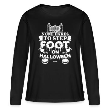 Halloween unheimlich lustig Kostüm - Frauen Premium Bio Langarmshirt - Schwarz - Vorne - Julia (174cm)