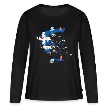 Grèce - T-shirt manches longues Premium bio Femme - noir - Devant - Julia (174cm)