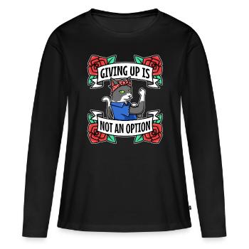 Abandonner n’est pas une option - T-shirt manches longues Premium bio Femme - noir - Devant - Julia (174cm)