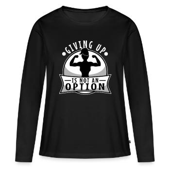 Abandonner n’est pas une option - T-shirt manches longues Premium bio Femme - noir - Devant - Julia (174cm)