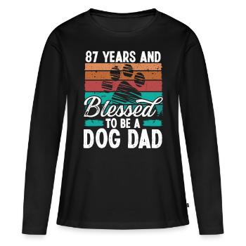 87 Year Old Dog Dad 87 Birthday Retro Dog Father - Women's Premium Organic Long Sleeve Shirt - black - Front - Julia (174cm)