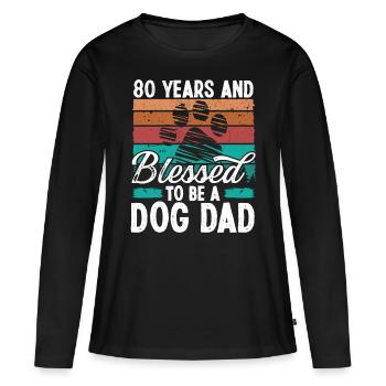 80 Year Old Dog Dad 80 Birthday Retro Dog Father - Women's Premium Organic Long Sleeve Shirt - black - Front - Julia (174cm)