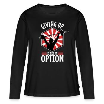 Abandonner n’est pas une option - T-shirt manches longues Premium bio Femme - noir - Devant - Julia (174cm)