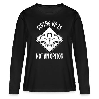 Abandonner n’est pas une option - T-shirt manches longues Premium bio Femme - noir - Devant - Julia (174cm)
