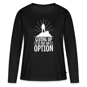 Abandonner n’est pas une option - T-shirt manches longues Premium bio Femme - noir - Devant - Julia (174cm)