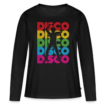 Disco 70er 80er Jahre Disko Party Outfit Discothek - Frauen Premium Bio Langarmshirt - Schwarz - Vorne - Julia (174cm)