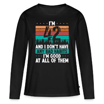 Anniversaire de 42 ans Drôle d’humour 42 anniversaire - T-shirt manches longues Premium bio Femme - noir - Devant - Julia (174cm)