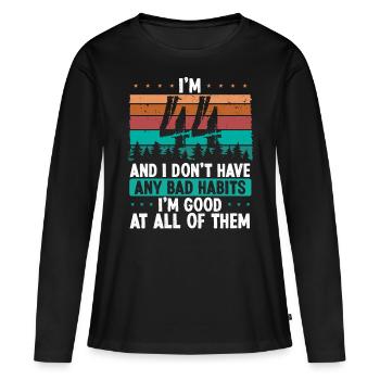 Anniversaire de 44 ans Humour drôle 44 Anniversaire - T-shirt manches longues Premium bio Femme - noir - Devant - Julia (174cm)